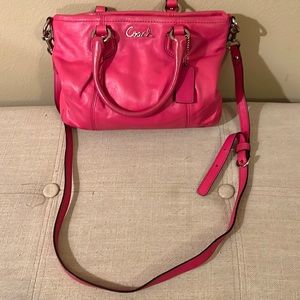 Coach Ashley Leather Convertible Mini Tote Bag - Fuchsia